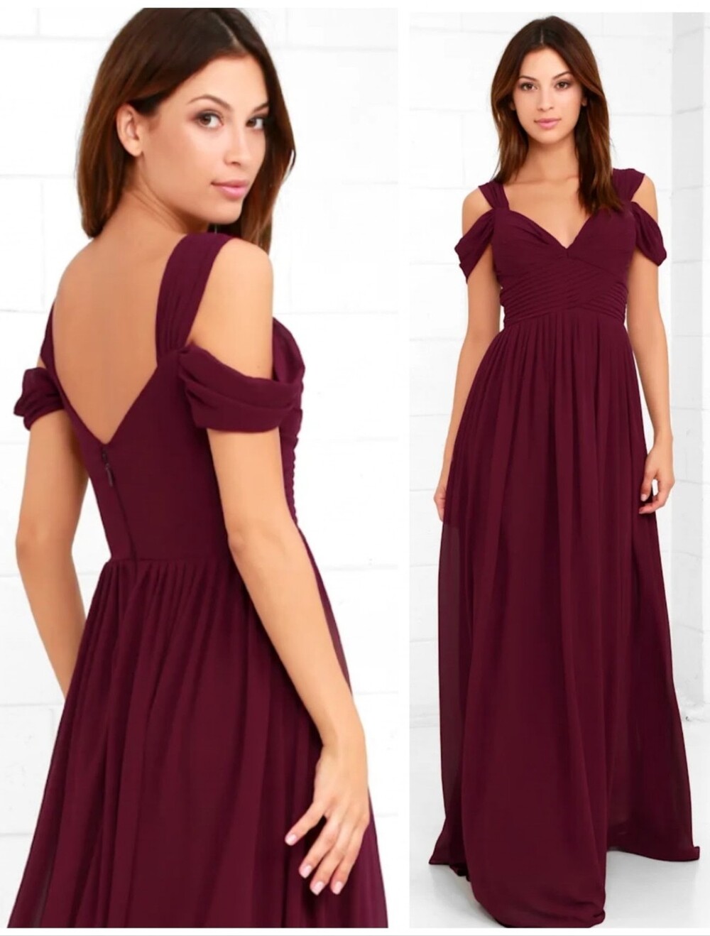 NWT Lulus Make Me Move Burgundy Maxi Dress Women's Large Formal Wedding Flowing